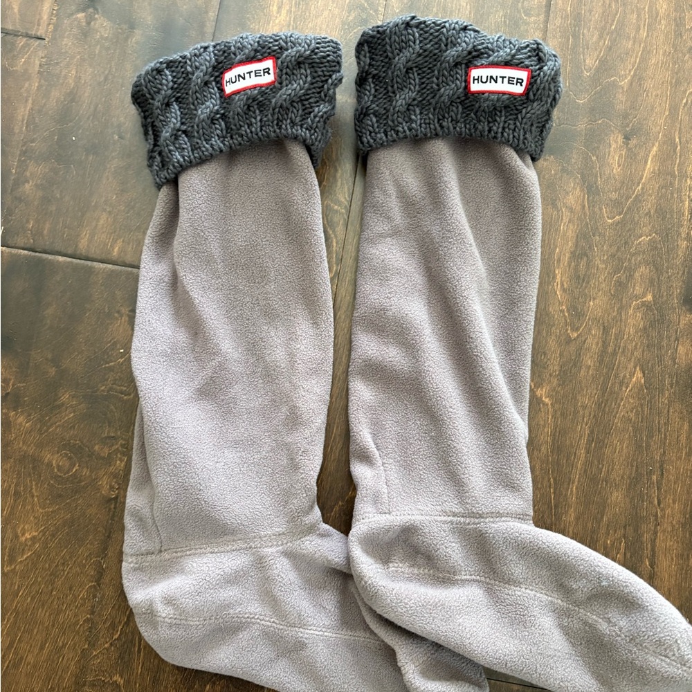 Hunter Women's Gray Fleece Boot Socks with Knit Cuff